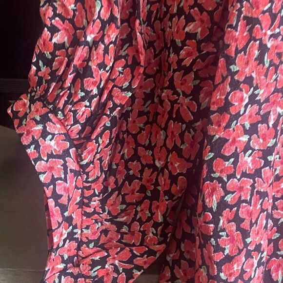 ZARA Red/Black Floral Print Button Down Mini Dress. Size Large. - Picture 8 of 10